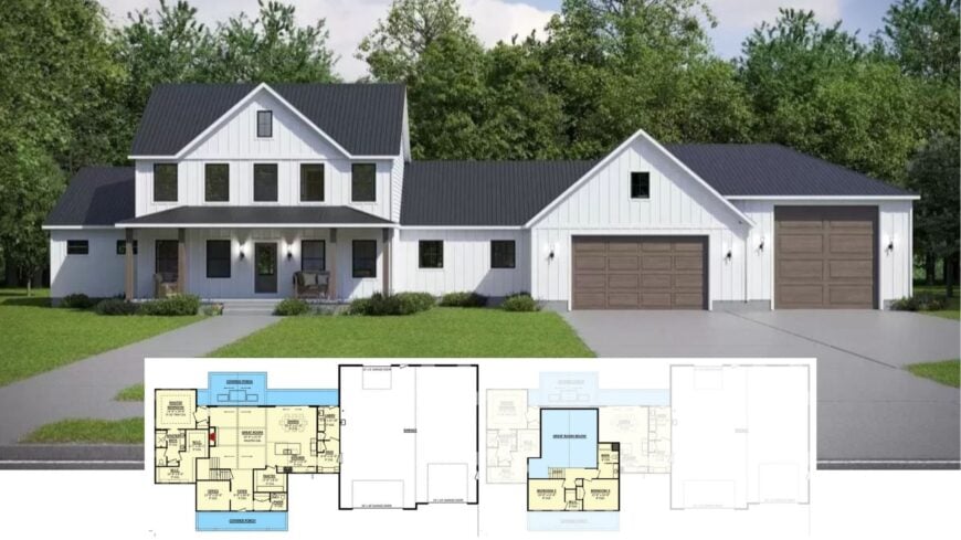 Check Out This Modern Farmhouse with a Spacious Wraparound Porch