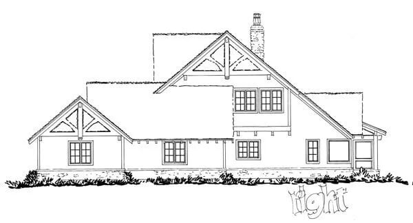 Right elevation sketch of the single-story ranch style 4-bedroom Middlebrook home.