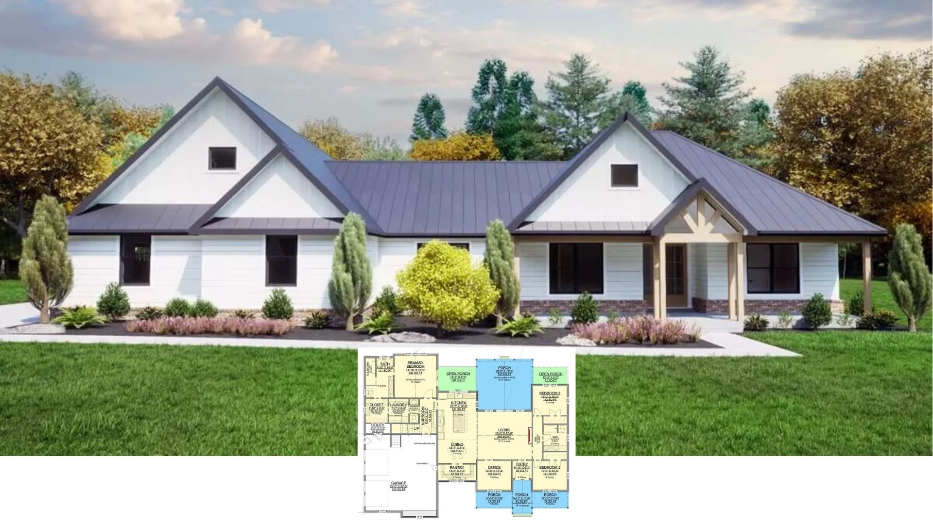 Explore This Contemporary Farmhouse with Striking Gabled Rooflines