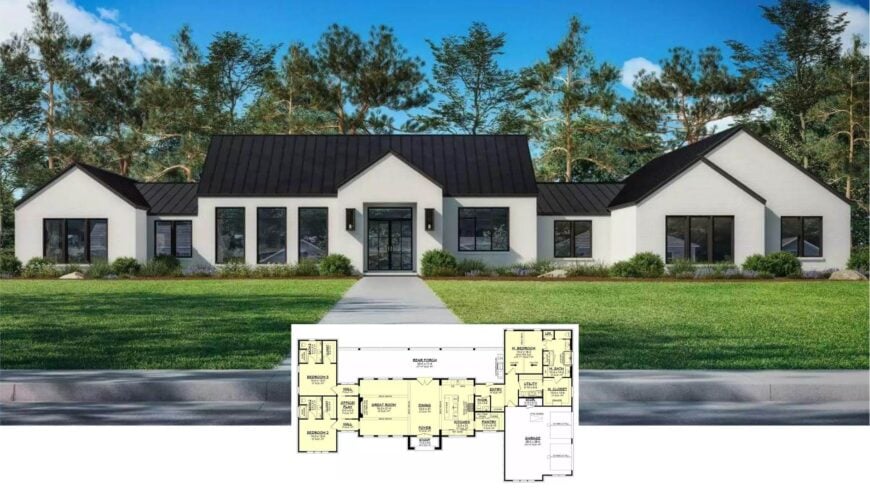 Tour This Striking Contemporary Home with a Bold Black Roof and Expansive Rear Porch
