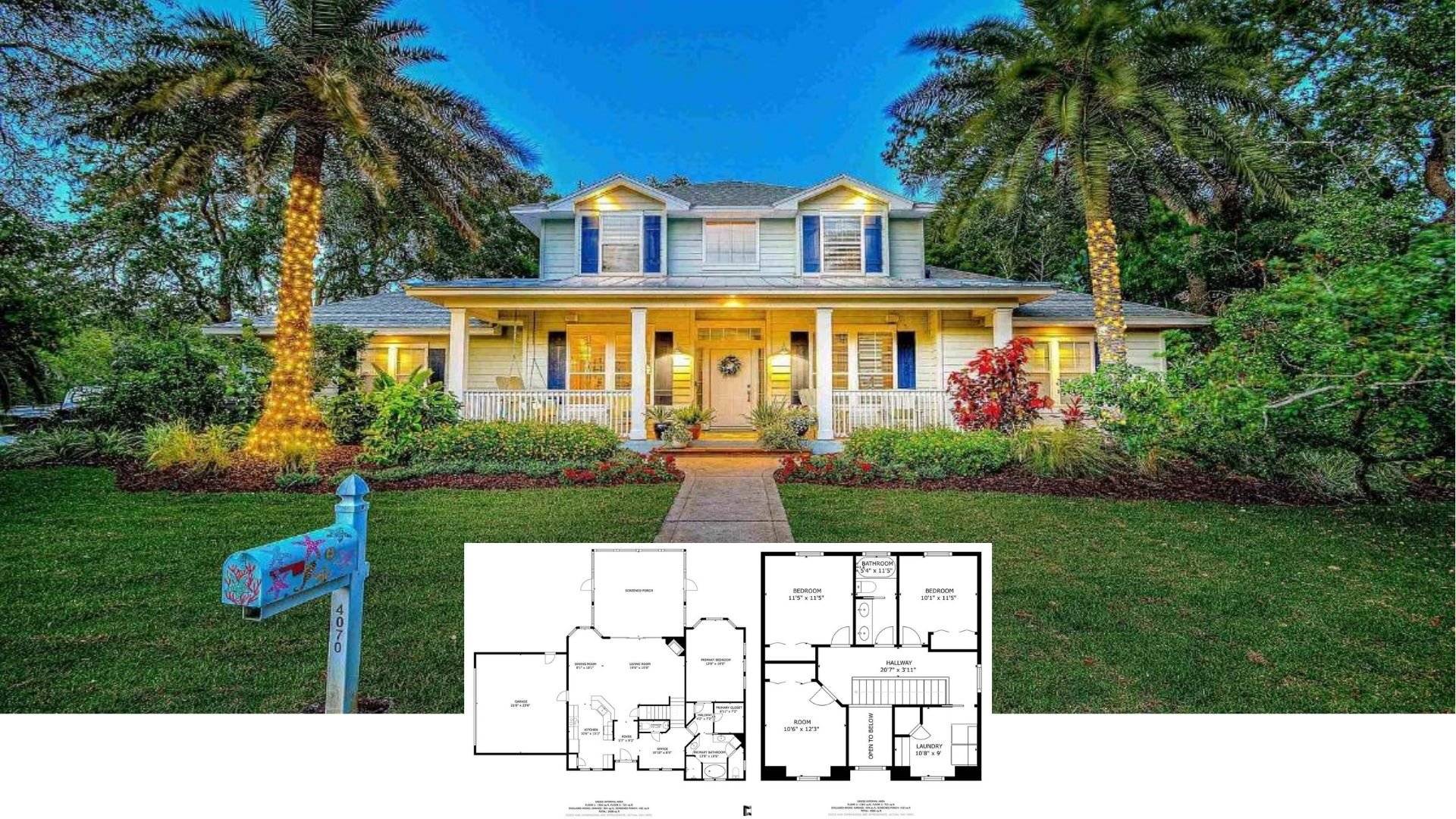 Explore This Attractive Craftsman Oasis with Twin Palms and a Breezy Porch