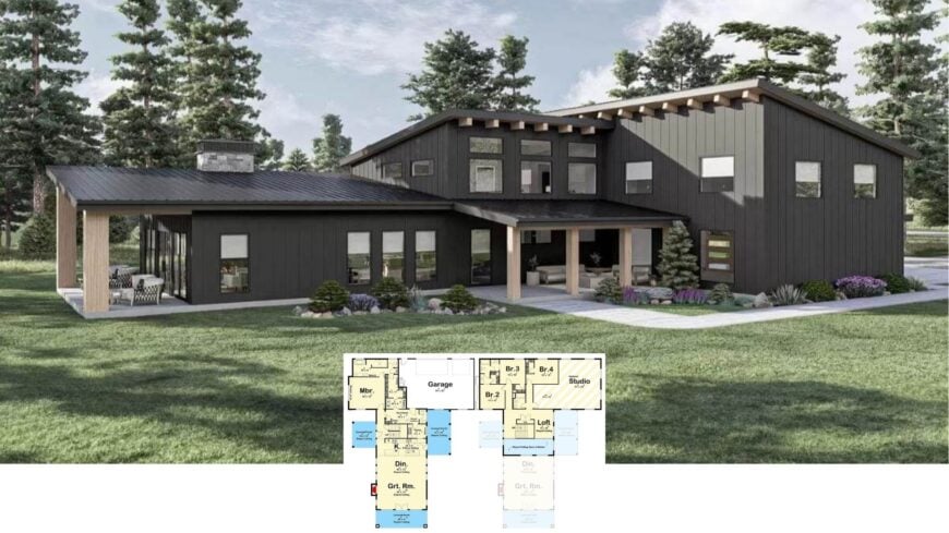 Explore the Stunning Modern Industrial Home with a Striking Black Facade