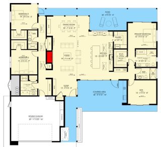 Single-Story Mid-Century 3-Bedroom Modern Home with Bar and Covered ...