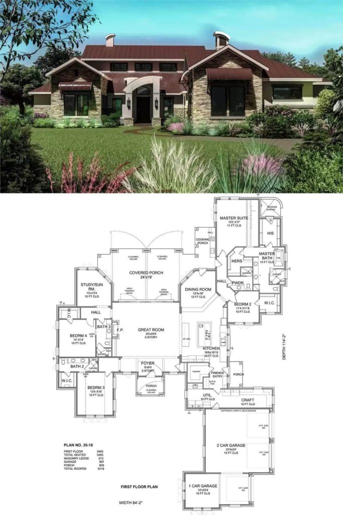 Single-Story Modern 4-Bedroom Butterfly Home for a Corner Lot with 3 ...