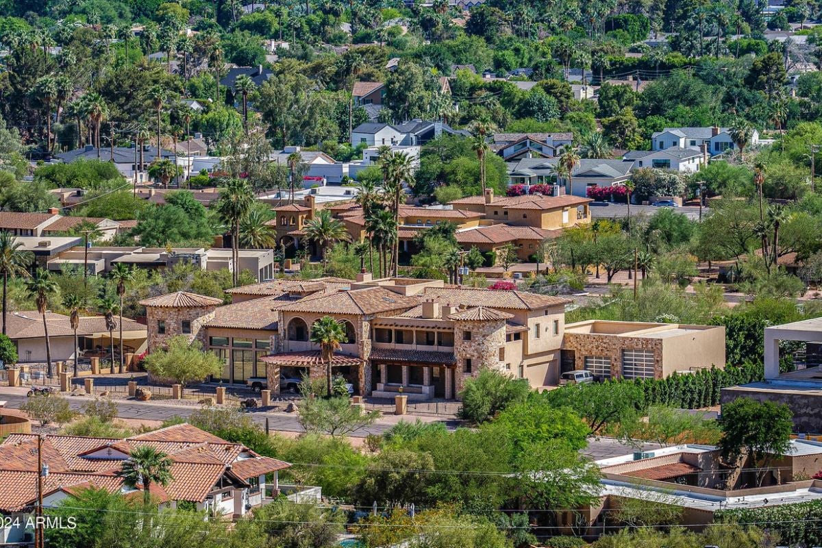 The aerial view of the property.