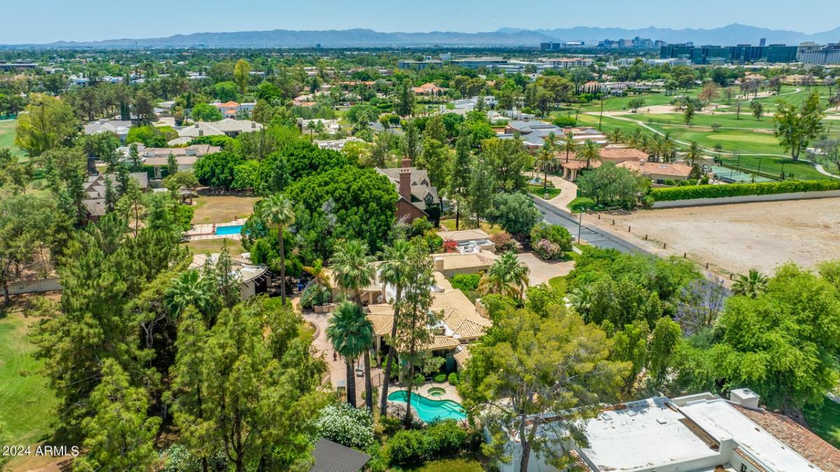 Aerial view of the property.