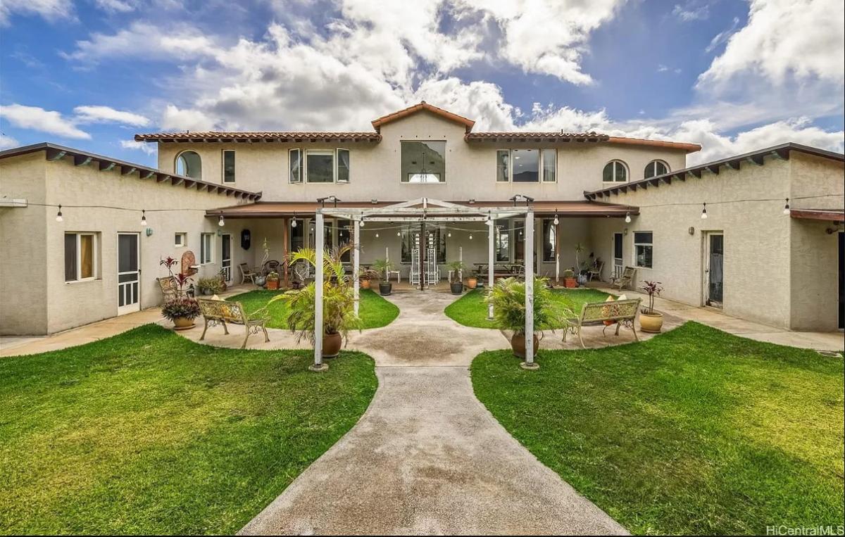 Backyard of the mansion.