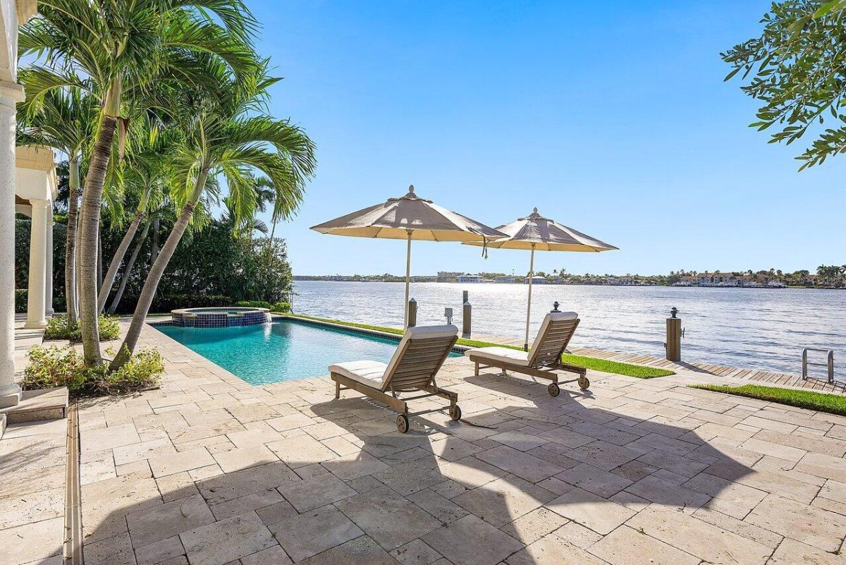 Pool overlooking the wide water Intracoastal Waterway.