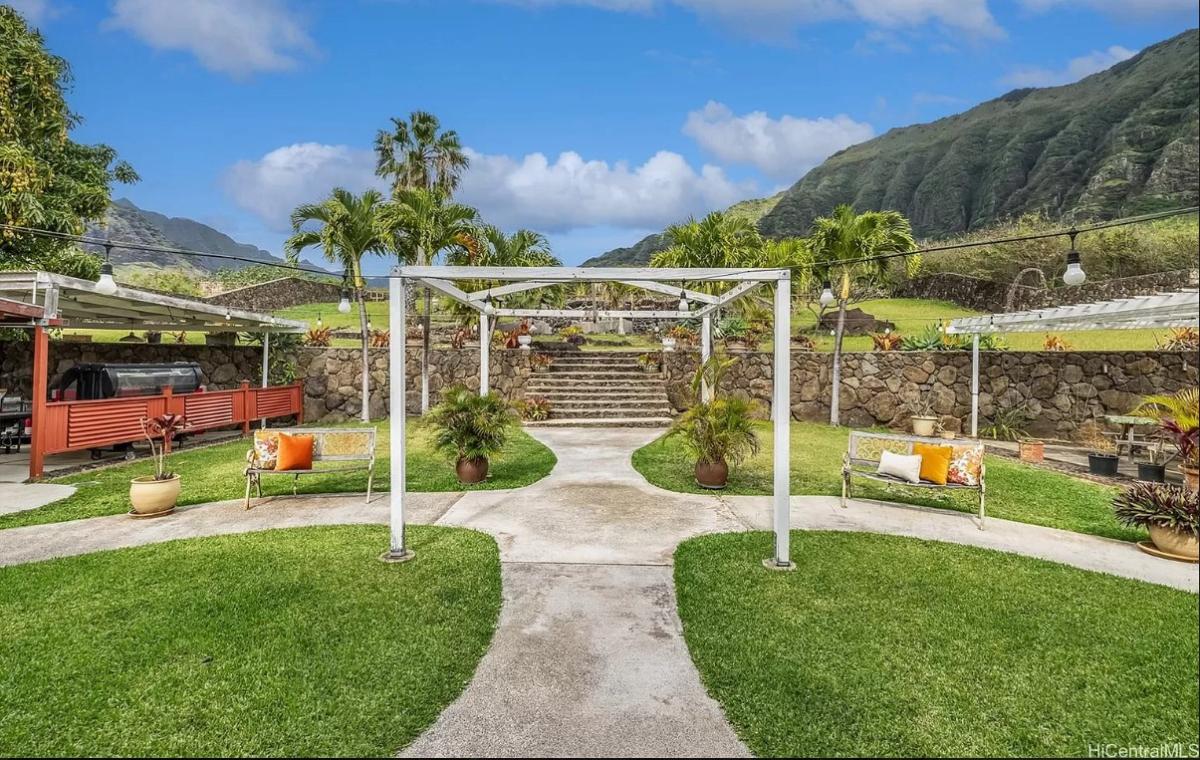 Backyard of the mansion.