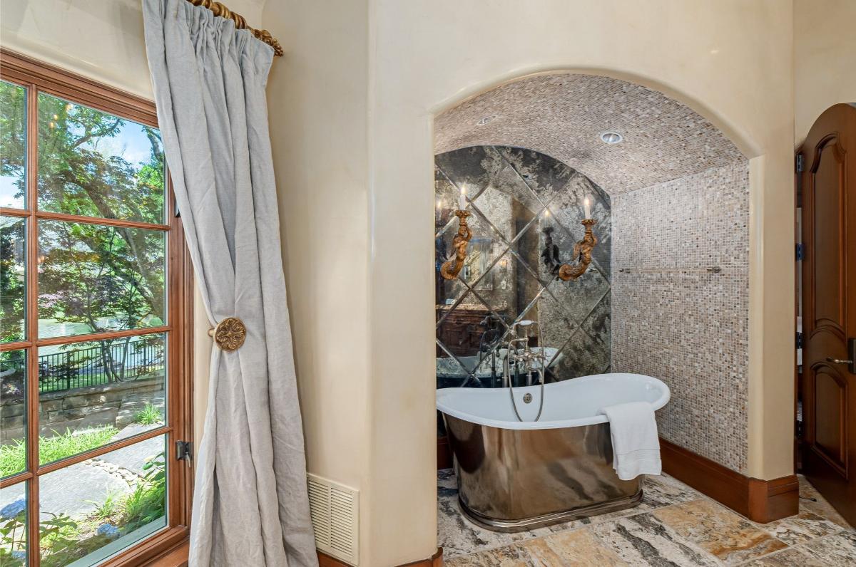 Bathroom with a soaking tub.