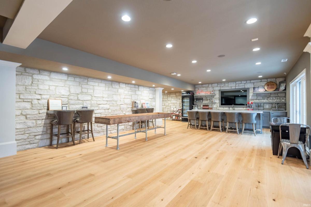 Recreational room with a bar.