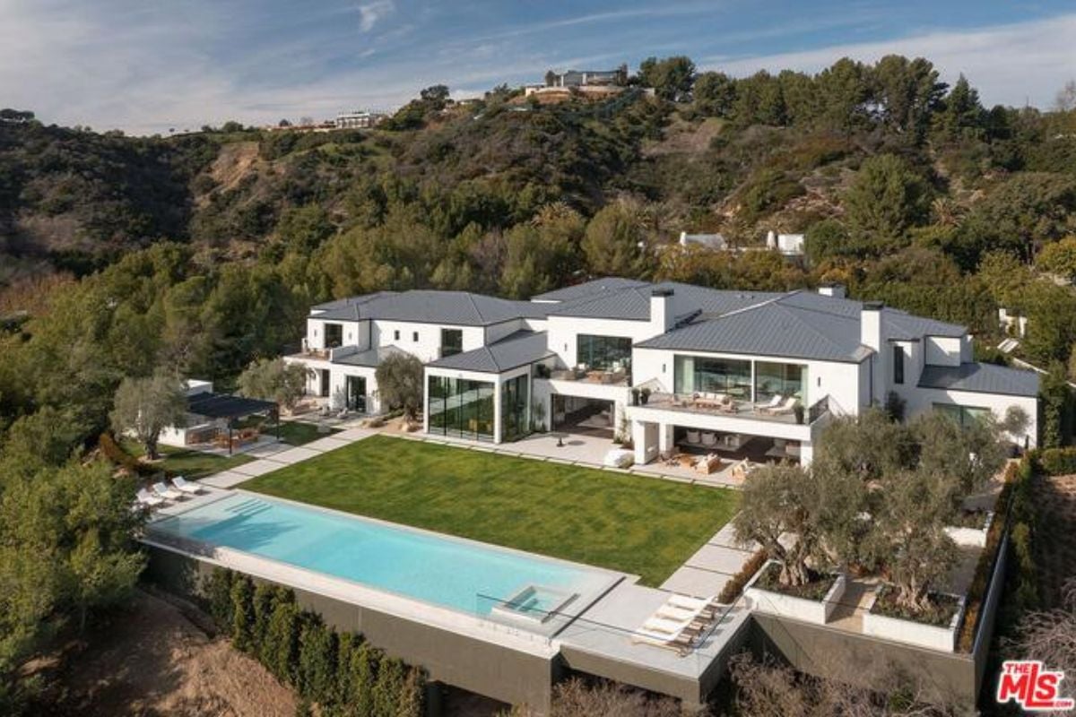 The rear view of the property.