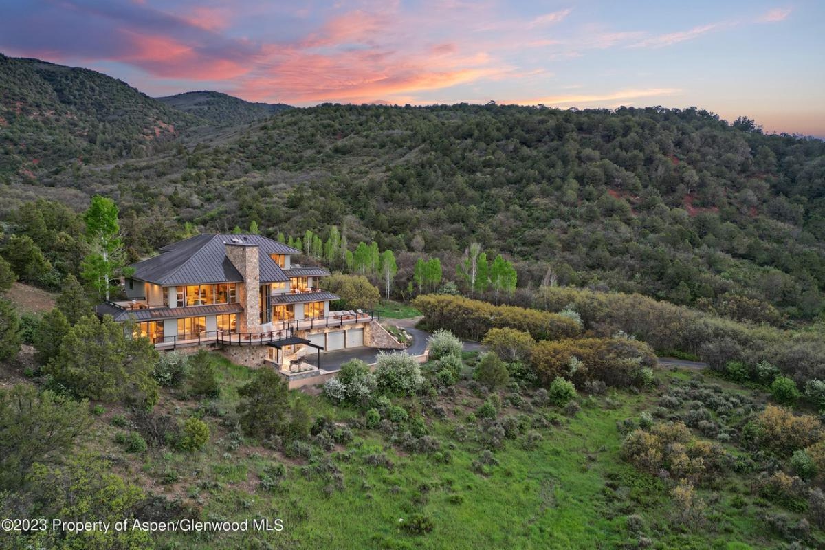 Aerial view of the 7,269 Sq. Ft. Mansion in Basalt, CO.