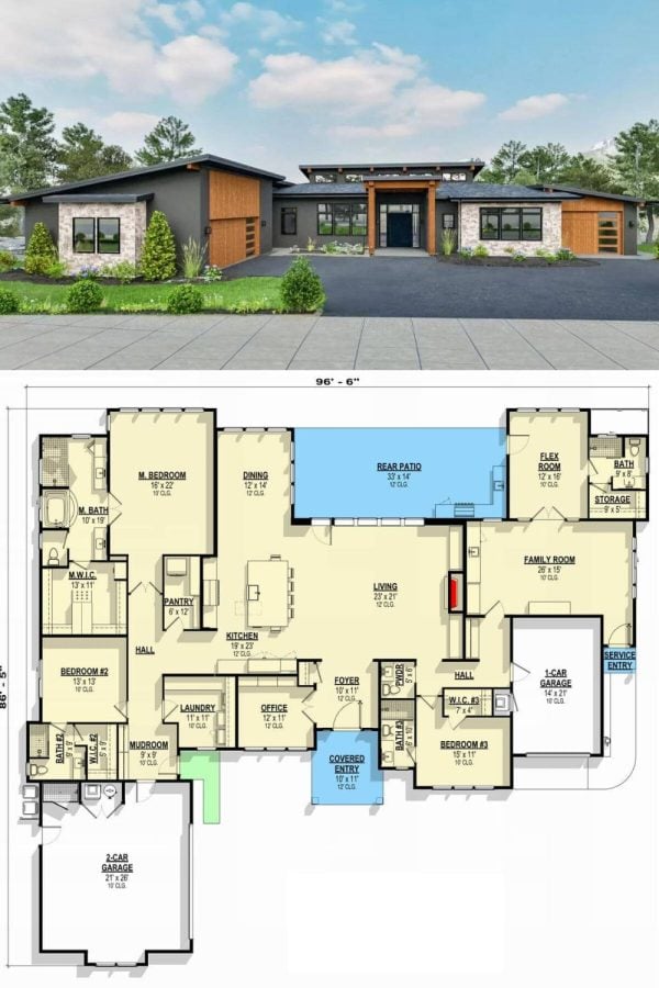 4-Bedroom Contemporary Style Single-Story Home with Flex Room and ...
