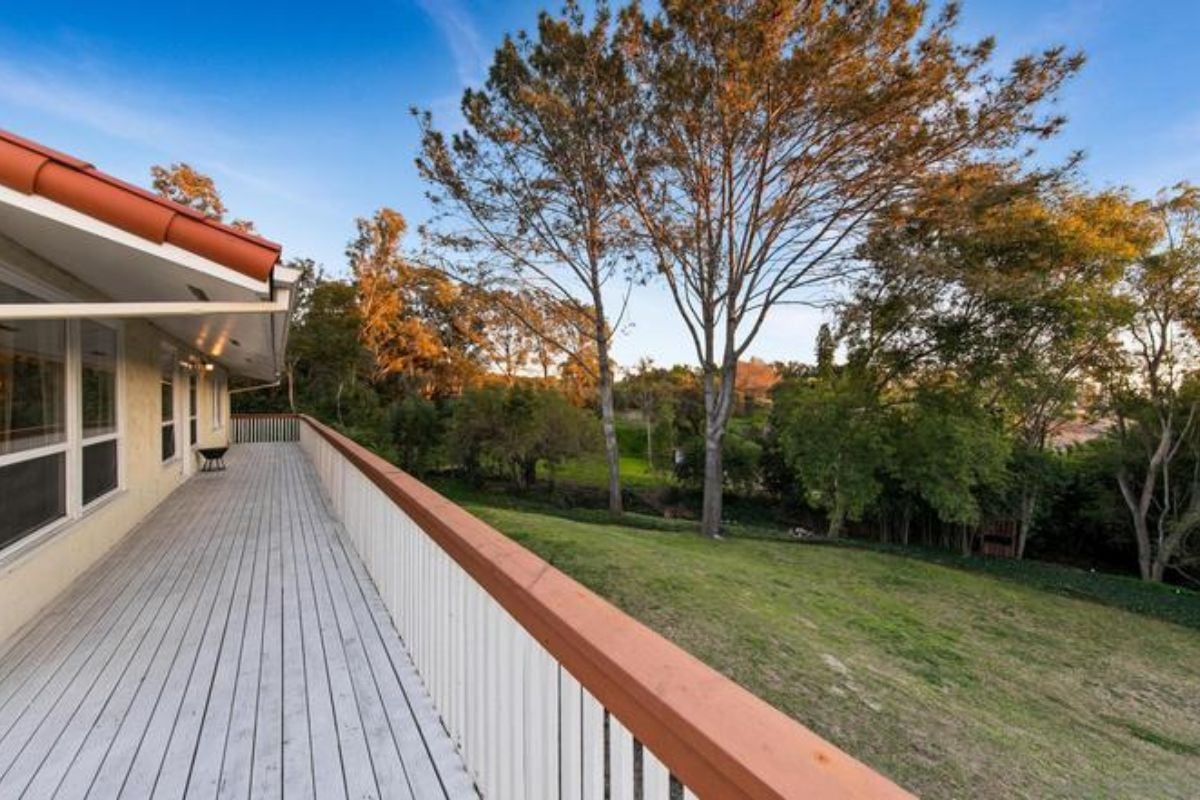 A long wooden deck.