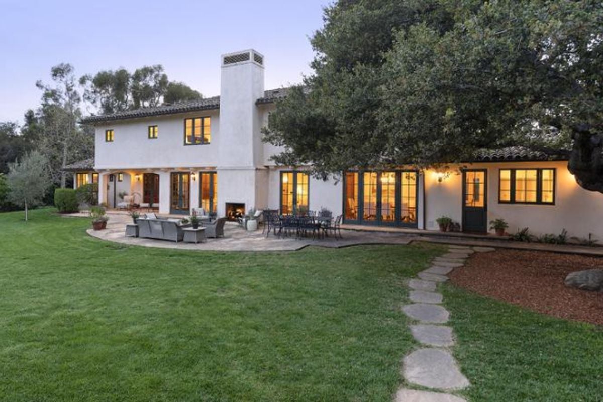 The rear view of the property.