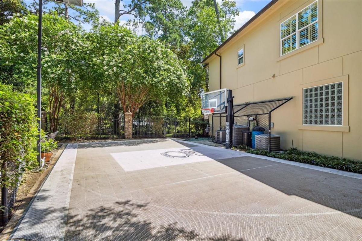 A basketball half-court.