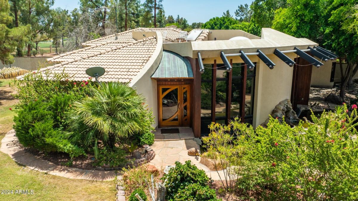Aerial view of the house.