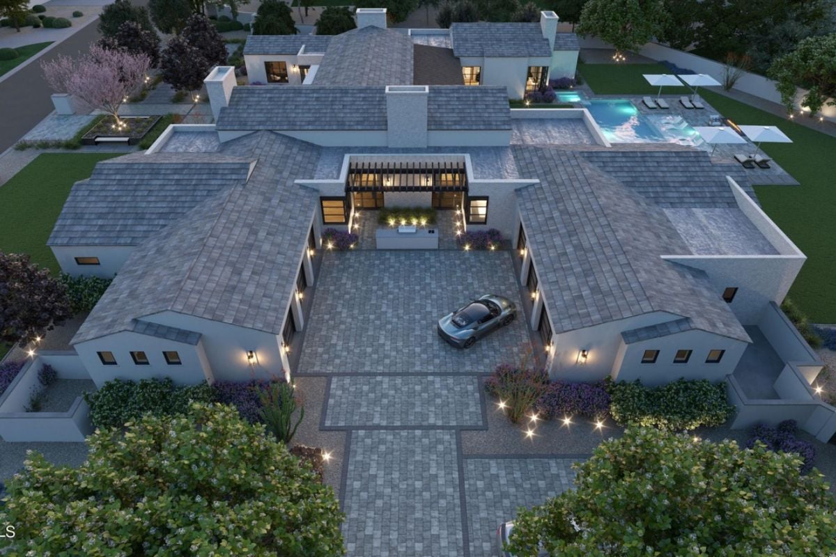 The aerial view of the property.