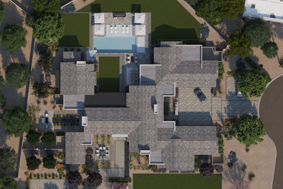 The aerial view of the property.