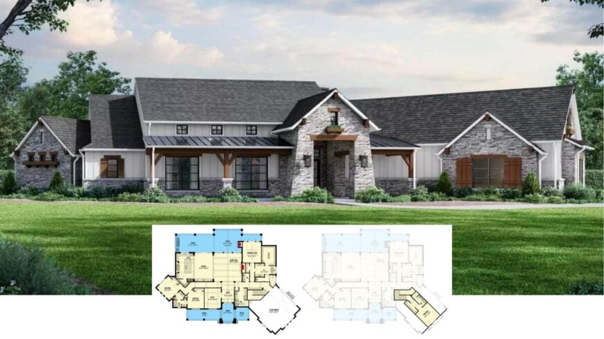 Step Inside This Stone-Kissed 4-Bedroom Craftsman With a Vaulted Hearth and Metal-Roof Flair