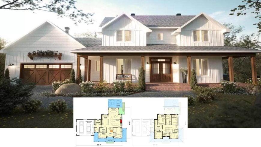 Tour This 3,759-Sq-Ft Farmhouse Brimming With Warm Wood Accents, a Wrap-Around Porch, and Room for Everyone.
