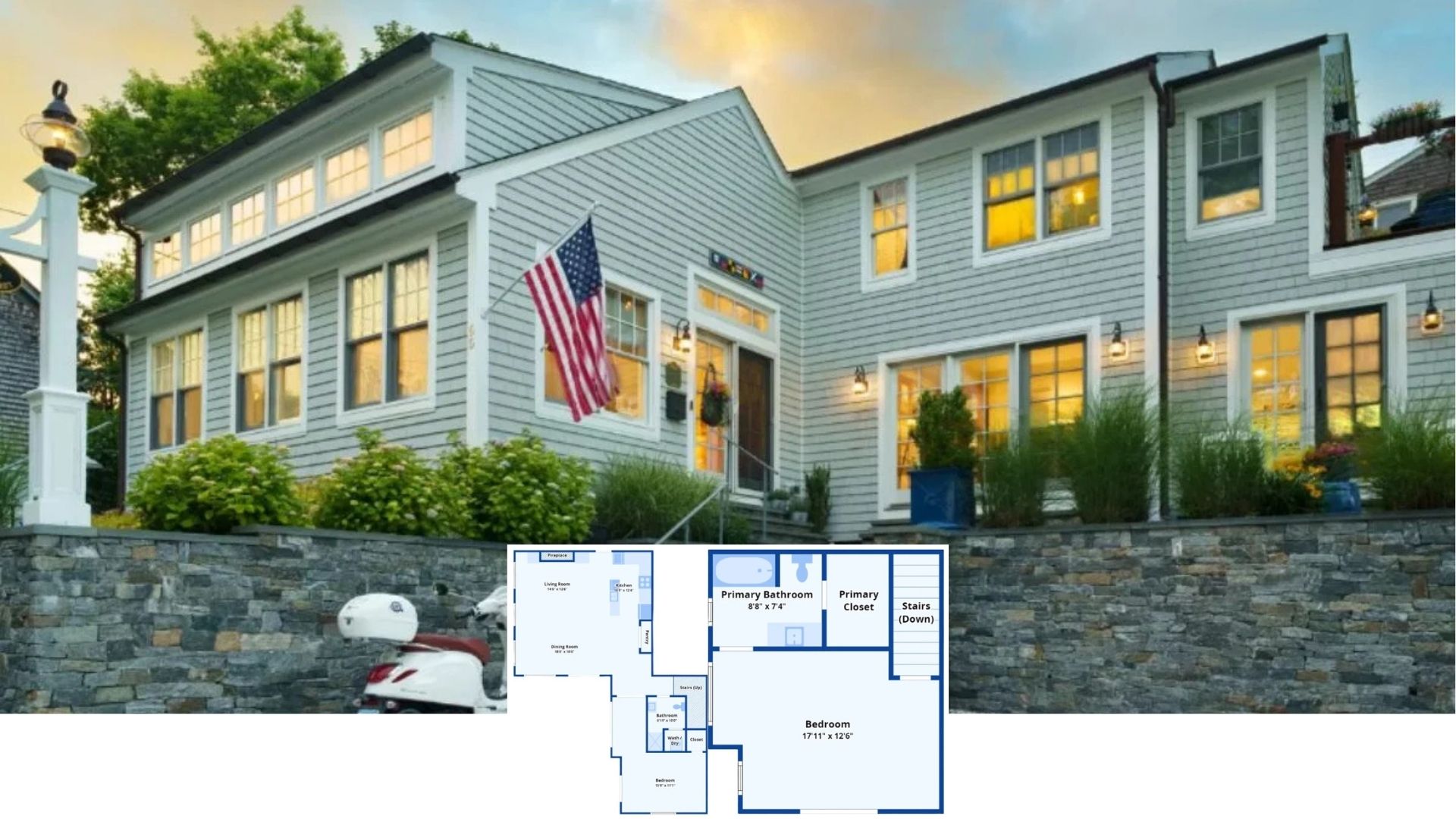 Step Inside This Waterfront Craftsman Cottage with Stone Steps, Vaulted Ceilings, and a Flower-Filled Balcony (≈2,050 Sq. Ft. Floor Plan)