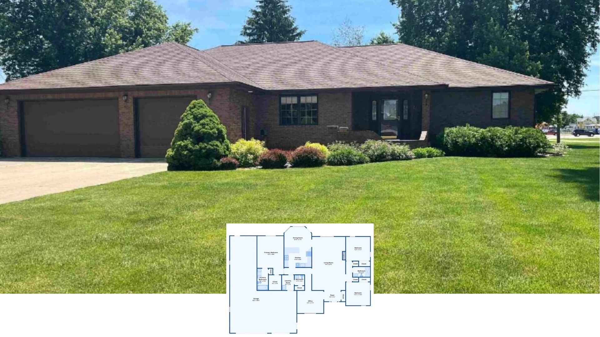 Tour This Classic 1,879-Sq.-Ft. Brick Ranch with a 3-Car Garage and Eye-Catching Tray Ceilings (Floor Plan)