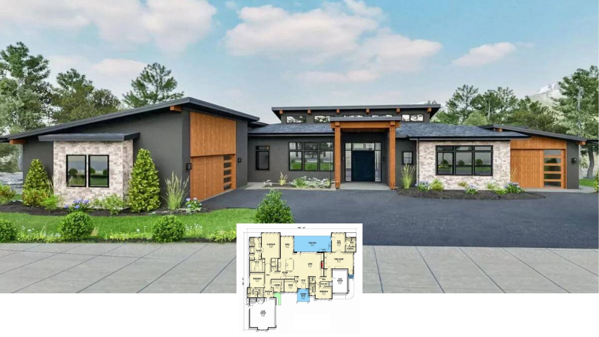 Tour This Striking 4-Bedroom Prairie-Inspired Home Wrapped in Stone and Warm Wood