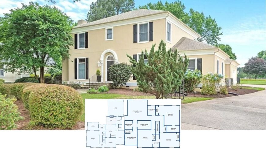 Tour This 4-Bedroom Colonial-Revival Beauty with a Curved Pool and Entertainer’s Sunroom (Approx. 4,200 Sq. Ft. Floor Plan)