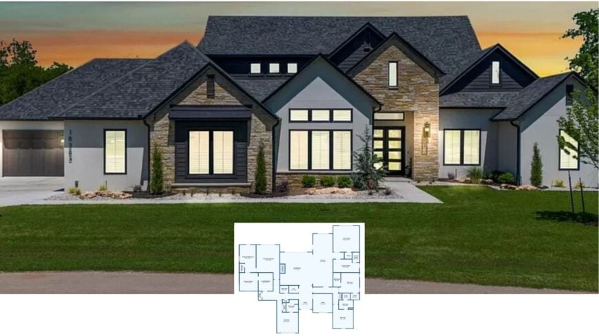 Step Inside This Sophisticated Contemporary Farmhouse with Striking Stone Details