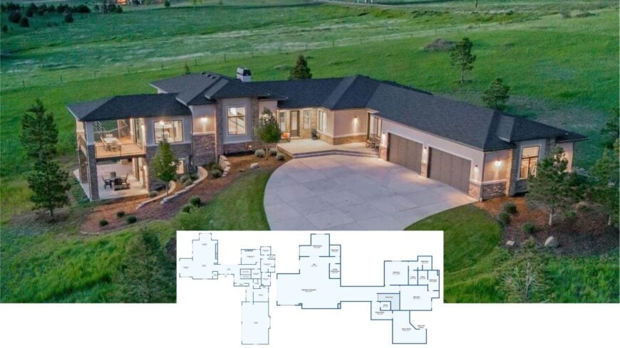 Step Inside This 4-Bedroom Contemporary Ranch with Wraparound Patio, Dual Fireplaces, and Entertainer’s Basement (Floor Plan)