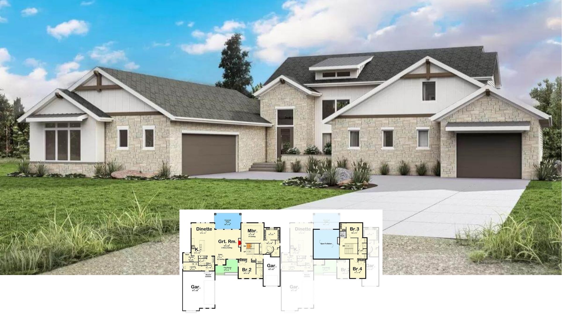 Tour This 2,969-Sq.-Ft. Modern Craftsman Home with Stone Facade and Soaring Great Room