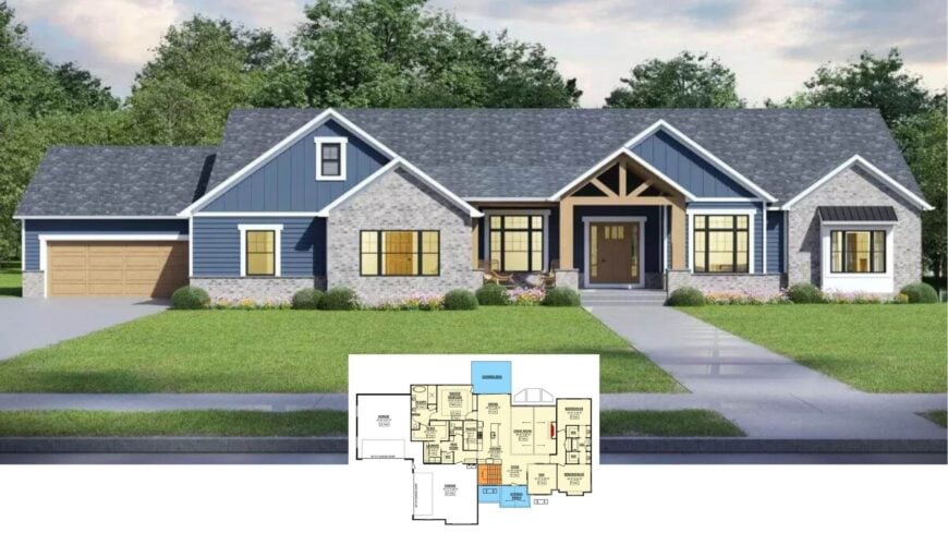 Step Inside This 3,200-Sq. Ft. Blue-and-Stone Craftsman with 4 Bedrooms, 3.5 Baths, and a Party-Ready Basement