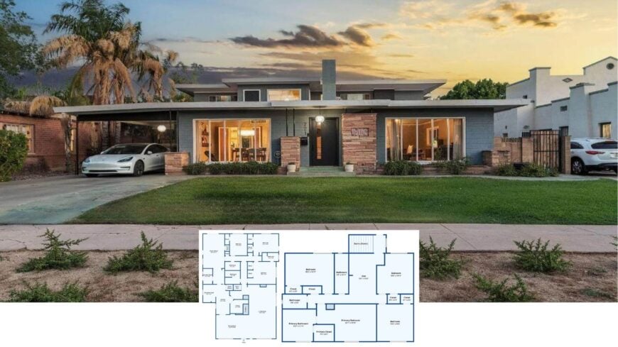 Step Inside This 5,236-Sq-Ft Mid-Century Marvel Draped in Brick Accents