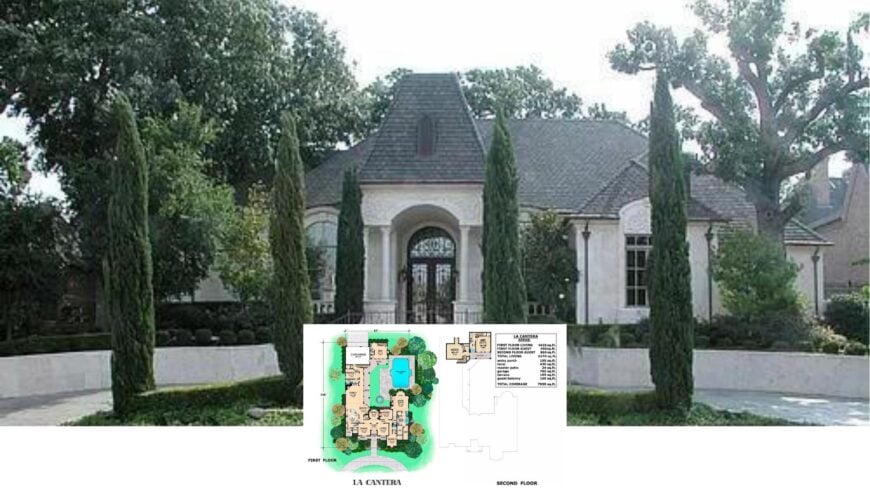 Tour This Grand 5-Bedroom French Estate with Layered Rooflines, Media Loft, and Poolside Elegance (Floor Plan)