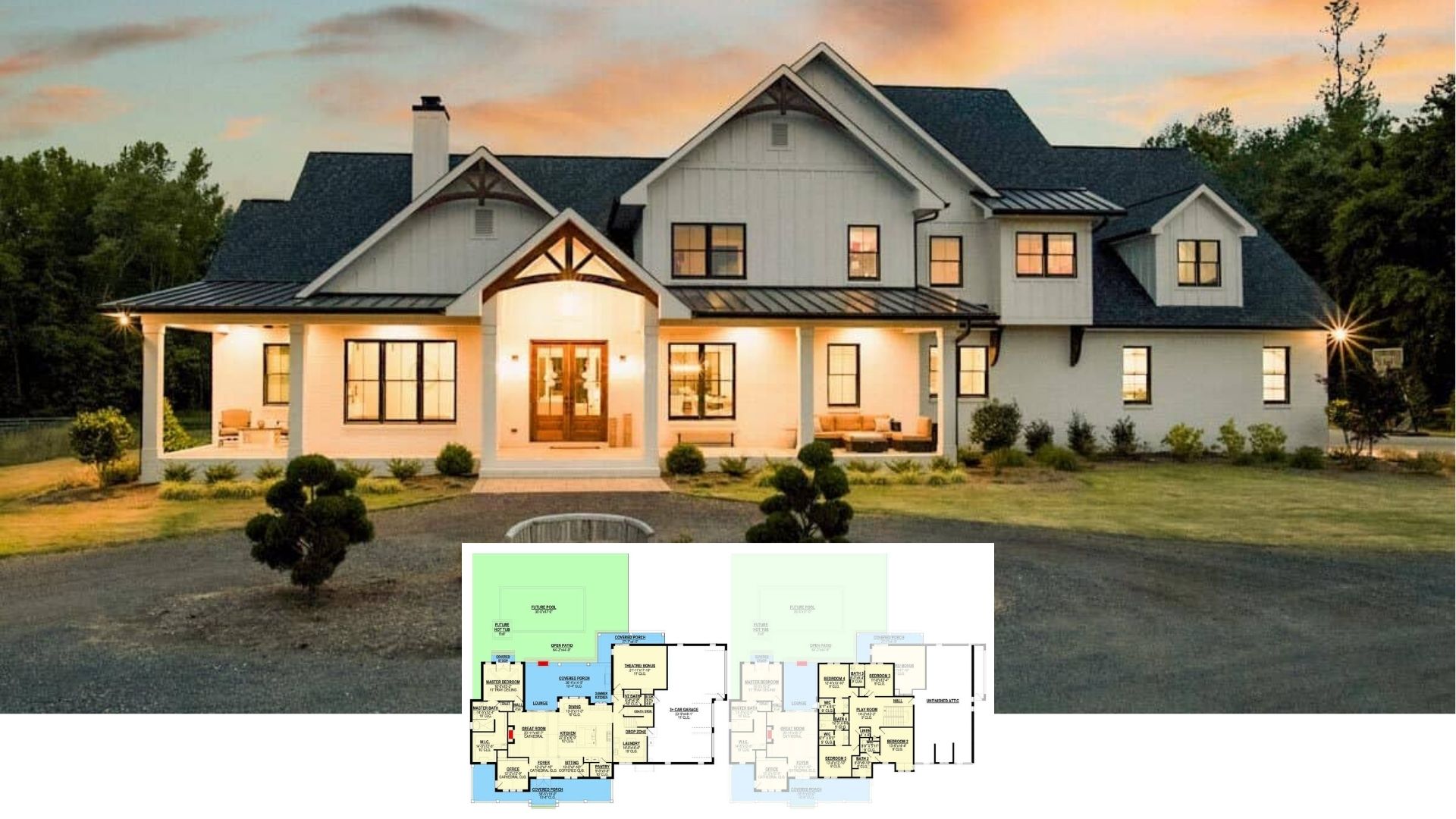 Tour This Dreamy 5-Bedroom Modern Farmhouse with a Private Theater and Resort-Style Pool (Floor Plan)