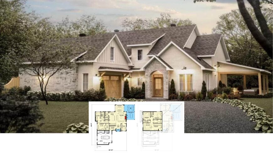 Step Inside This 3-Bedroom Craftsman Haven with a Stone Archway and Wraparound Porch (Floor Plan)
