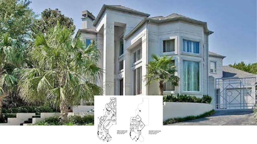 Step Inside This Stunning Contemporary Home with Towering Columns and Palm Landscaping
