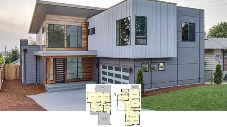 Tour This Bold 5-Bedroom Contemporary Home with Dynamic Angles and a Light-Filled Loft (Floor Plan)