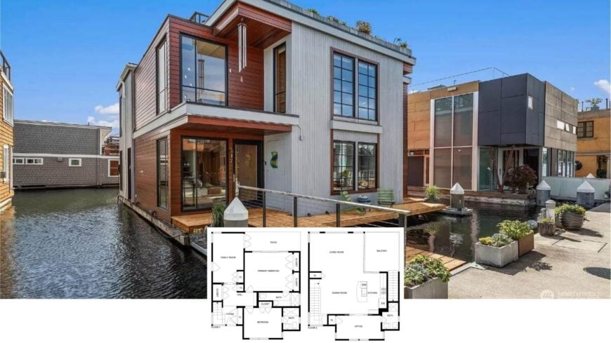 Step Aboard This 3-Bedroom Contemporary Floating Home with Rooftop Deck and Suspended Fireplace (Floor Plan)