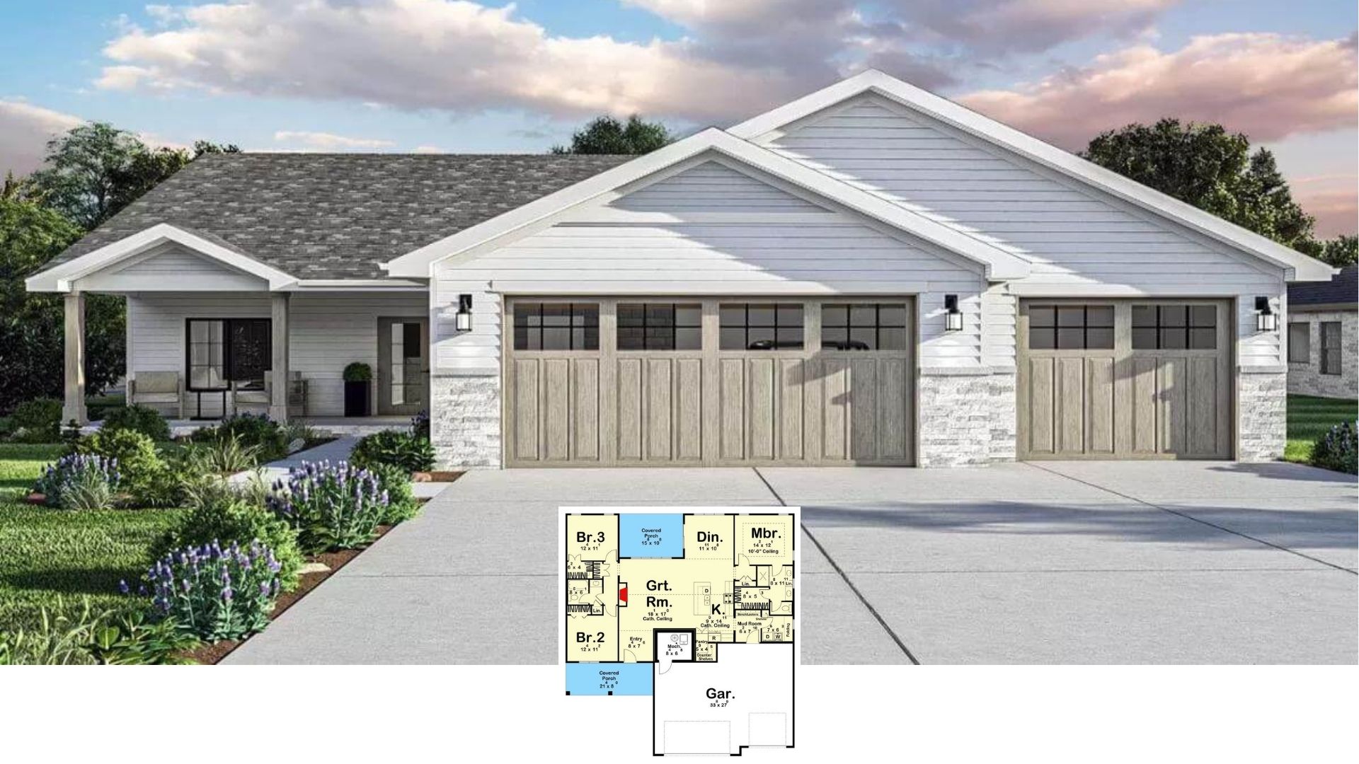Step Inside This 1,689-Sq.-Ft. Contemporary Craftsman with a Vaulted Great Room and 3-Car Garage