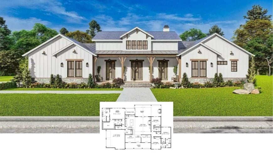 Experience the Charm of This Contemporary Farmhouse with Picturesque Symmetry