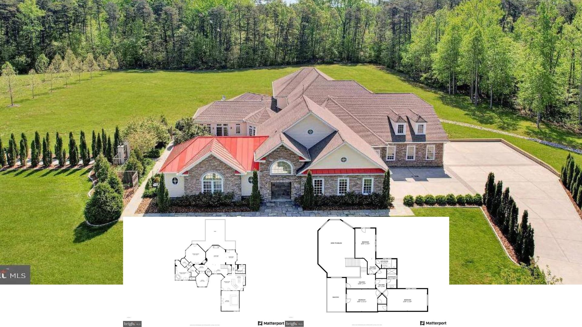 Step Inside This Elegant Estate with a Bold Red Roofline