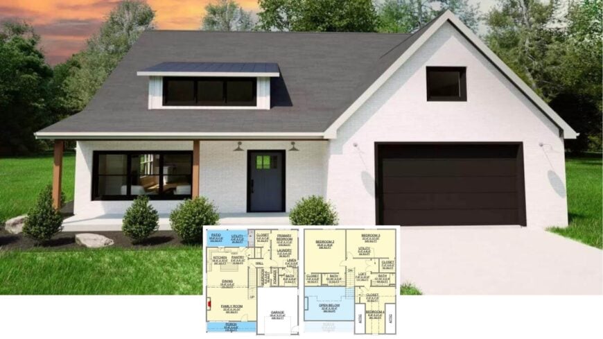 Step Inside This Crisp 4-Bedroom Contemporary Cottage Wrapped in White Brick (Floor Plan)