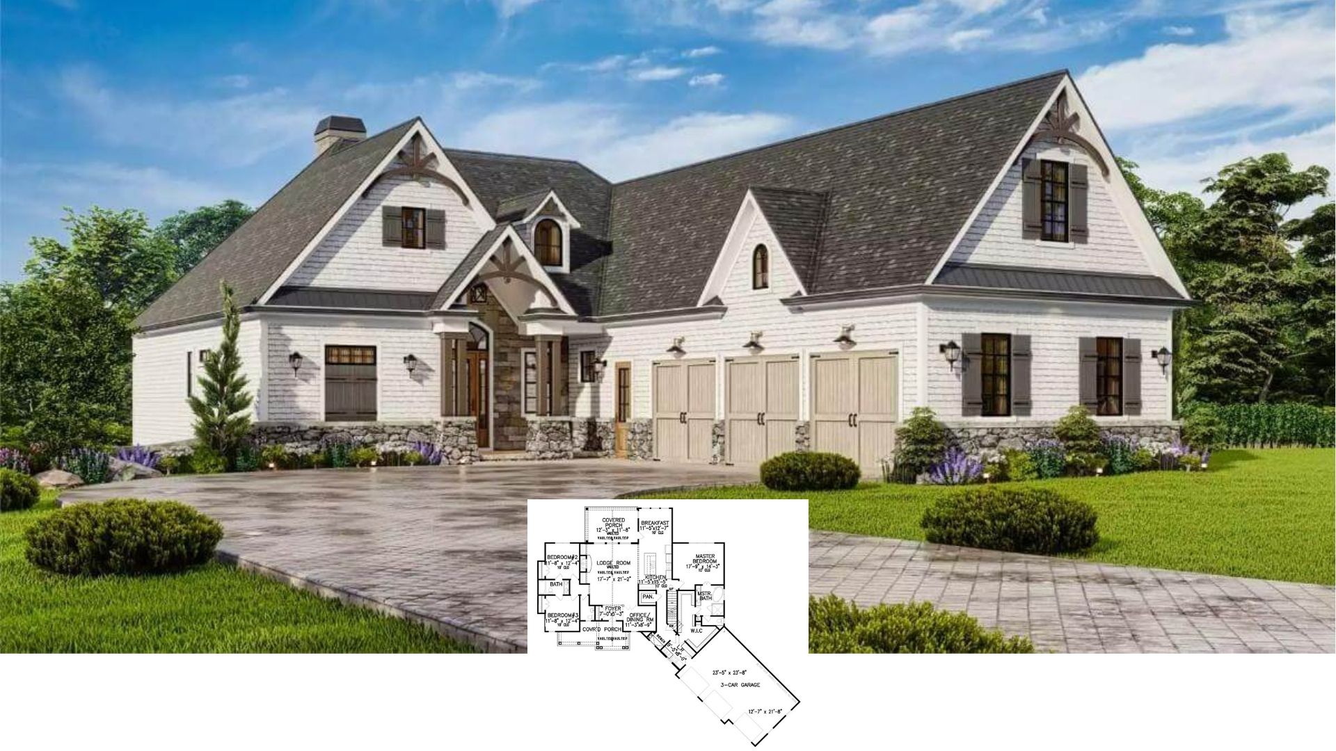 Step Inside This 5-Bedroom Craftsman Beauty with Stone Accents, Dormers, and a Three-Car Garage