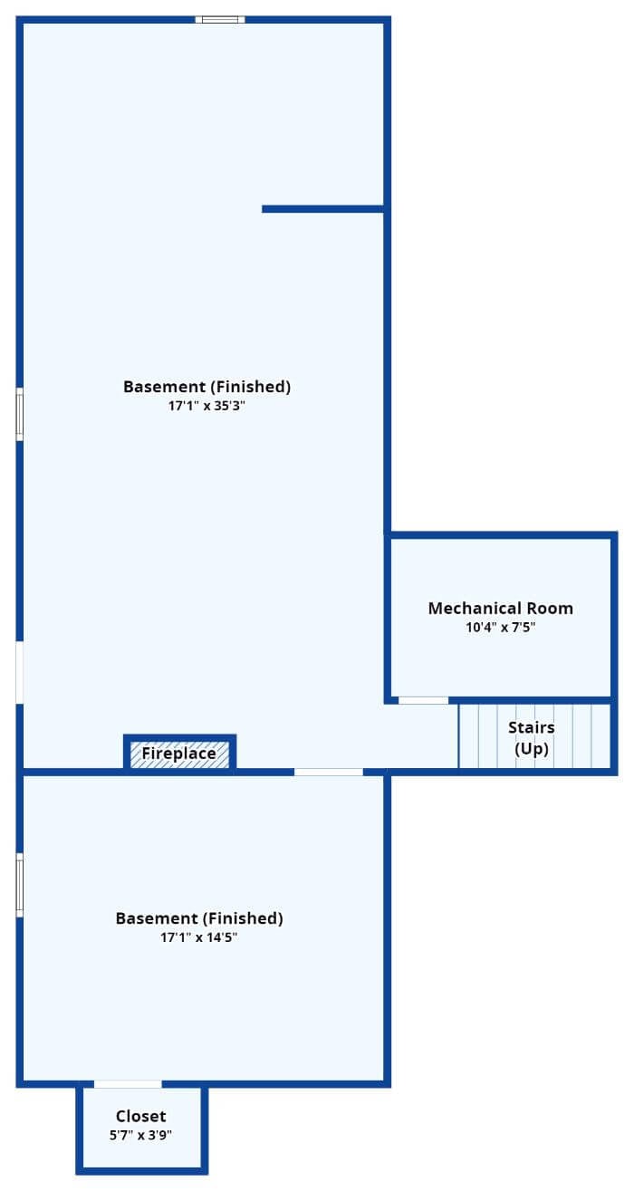 Lower level floor plan with a mechanical room.