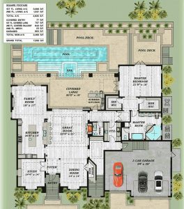 4-Bedroom Florida Style Two-Story Home with Covered Lanai and Balconies ...