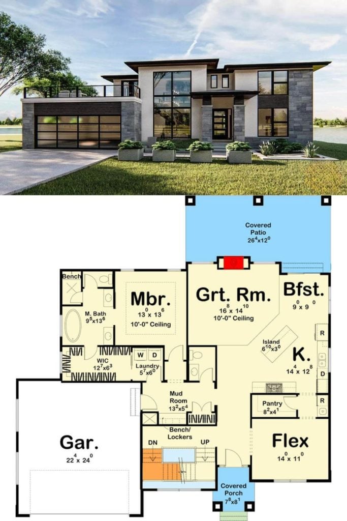 Two-Story Modern Prairie Style Home with Loft and Massive Balcony Over ...