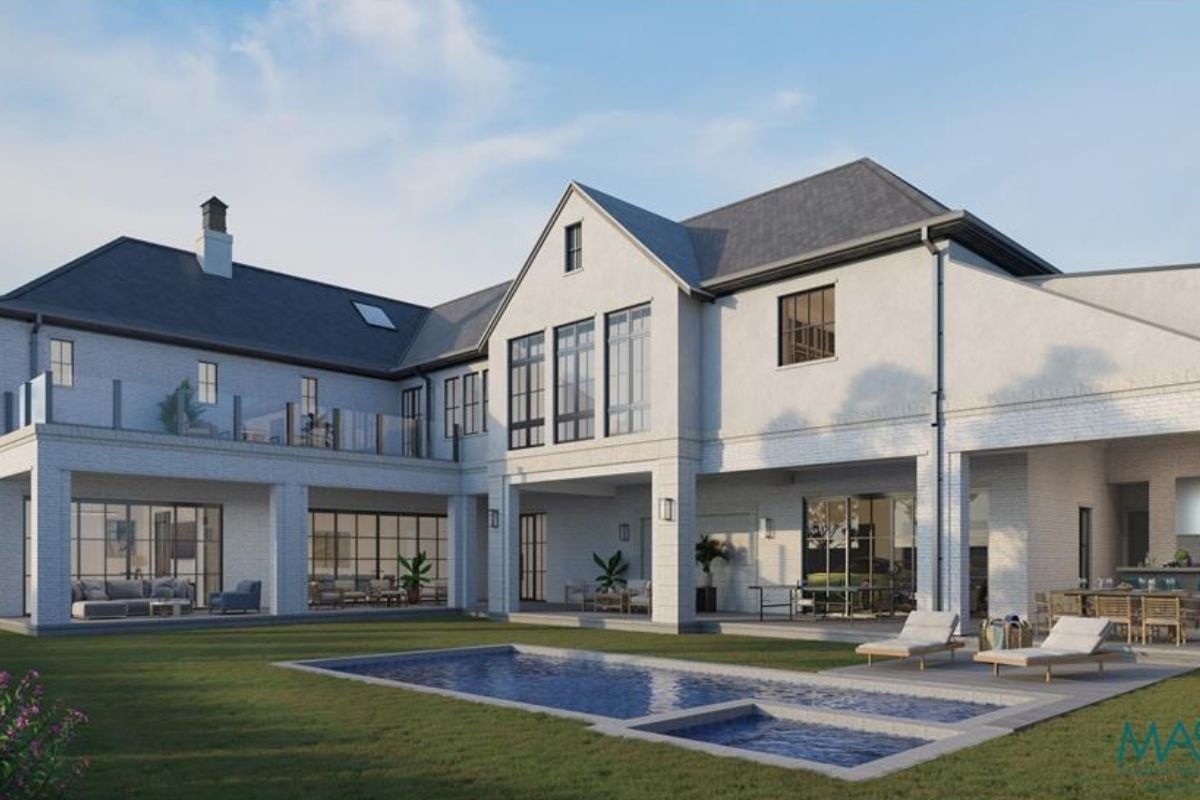 The rear view of the property.